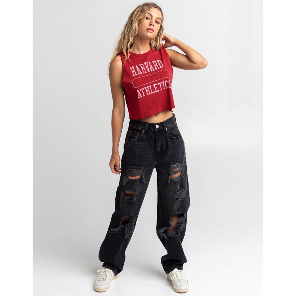 Tilly’s Red Cropped Harvard Athletics Muscle Tank Womens Size L